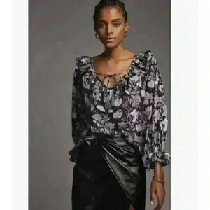 NWT Anthropologie Mille May Top $168 Small New Black